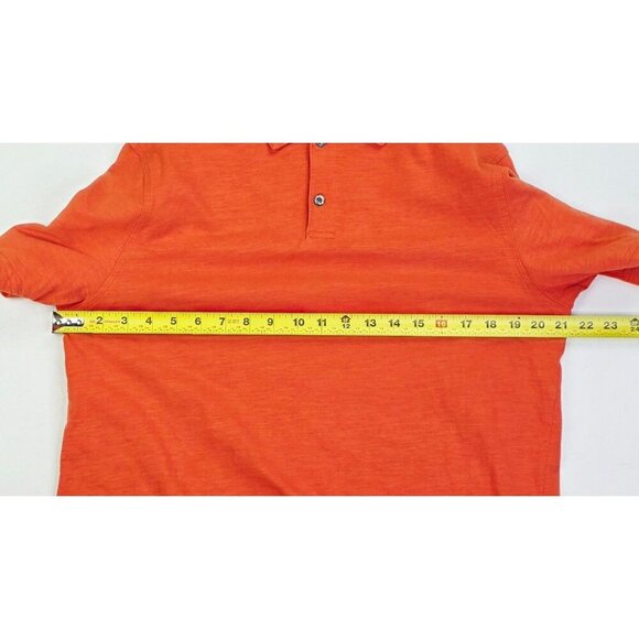 Tasso Elba Size Medium Mens Orange Short Sleeve Spread Collar Cotton Polo - Picture 3 of 9